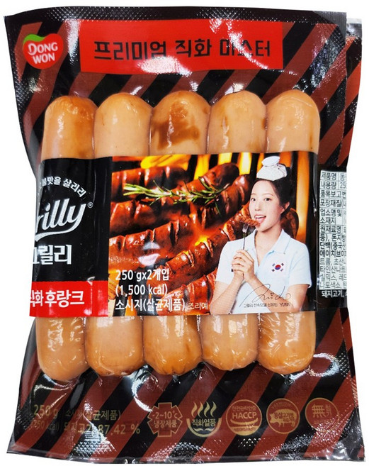 [냉장] 동원 그릴리 직화후랑크 250g+250g, 1개