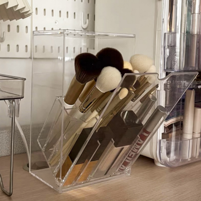 깔끔 수납 먼지차단 메이크업 브러쉬 보관함, 1개, 투명