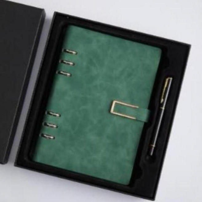 블랙스완 비즈니스 루스 노트 선물세트, 사각버튼 잉크그린, 1세트