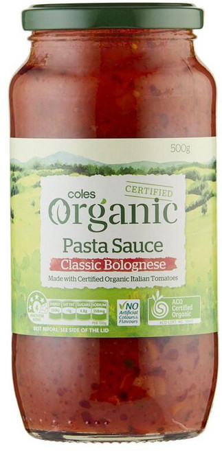 호주 콜스 Coles Organic Bolognese Pasta Sauce 볼로네제 파스타 소스, 10개, 500g