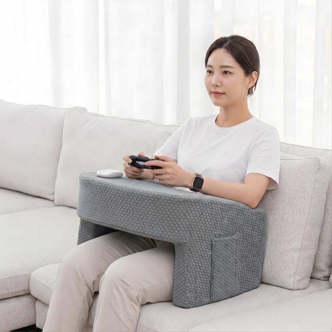 텍스스테드 독서 쿠션 테이블 레벨업 쿠션 뜨개질 노트북 쿠션, 그레이