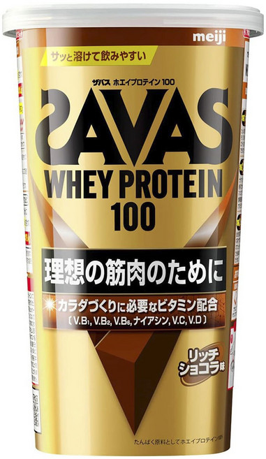 meiji 明治 SAVAS Whey Protein 100乳清蛋白粉 濃郁巧克力口味, 1罐, 280g