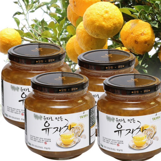 [에덴식품] 무농약 유자로 만든 유자차, 1kg, 4개, 1개입, 1kg