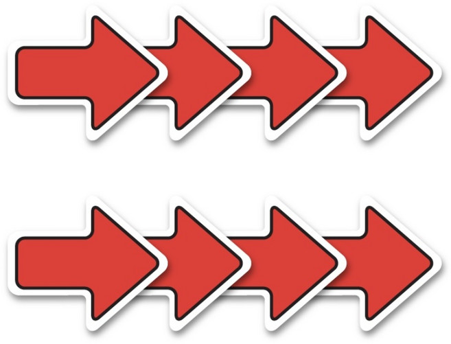 논슬립 바닥 화살표 스티커 줄서기 대기선 방향 방향표시 화살표모양 공공기관 학교 어린이집 원형스티커 4개 x 2세트 (총 화살표 8개), 20cm (레드 화살표 모양)