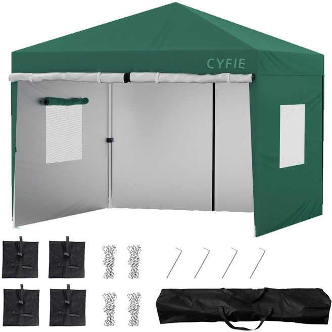 접이식 캐노피 천막 야외 테라스 차양막 행사용 방수 텐트 캠핑 타프 대형 바람막이 학교 운동회 가을 겨울 4-6 인용, 그린