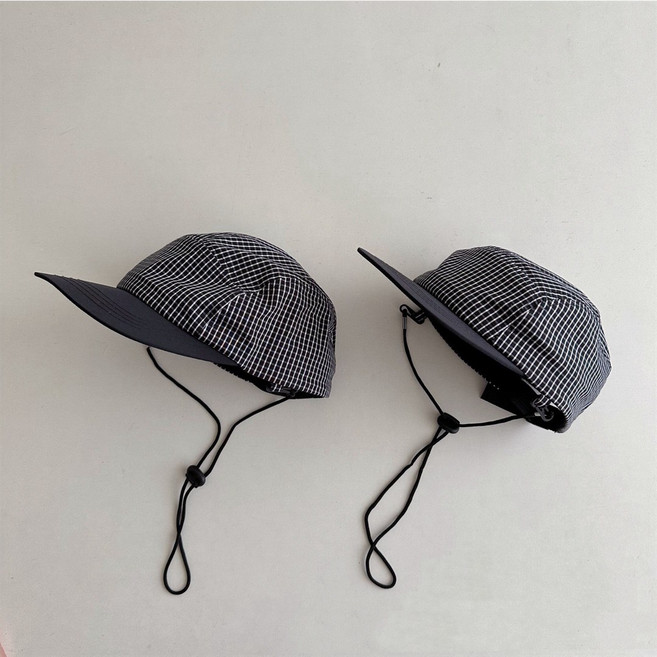 우리카롱이네 체크캠프캡 바람막이모자 패밀리커플모자