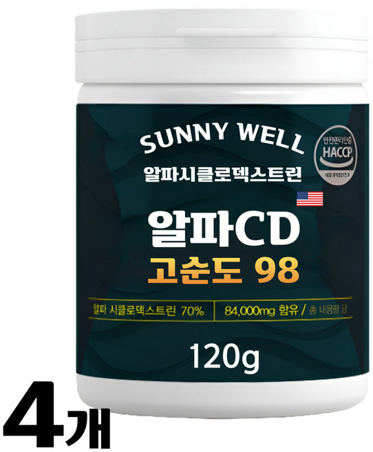 써니웰 고순도 알파CD 알파시클로덱스트린 파우더 식약청, 4개, 120g