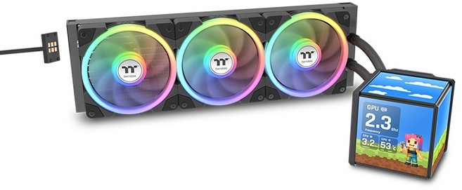 Thermaltake 水冷散熱器, 黑色\白色, 1個, Thermaltake曜越 MINECUBE 360 Ultra ARGB Sync主板連動版一體式水冷散熱器