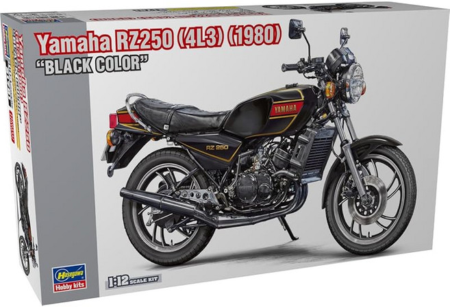 하세가와 1/12 야마하 RZ250 4L3 1980 "블랙 컬러" 플라스틱 모델 21781 오토바이, 1개