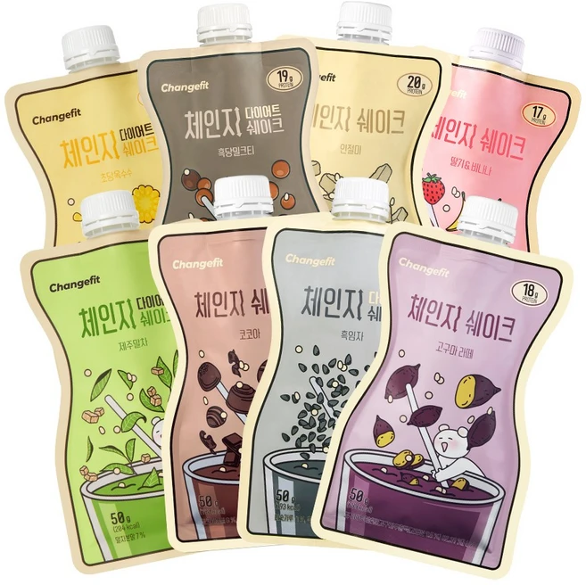 체인지핏 프로틴 쉐이크 맛보기 8팩, 1세트, 400g - 쿠팡