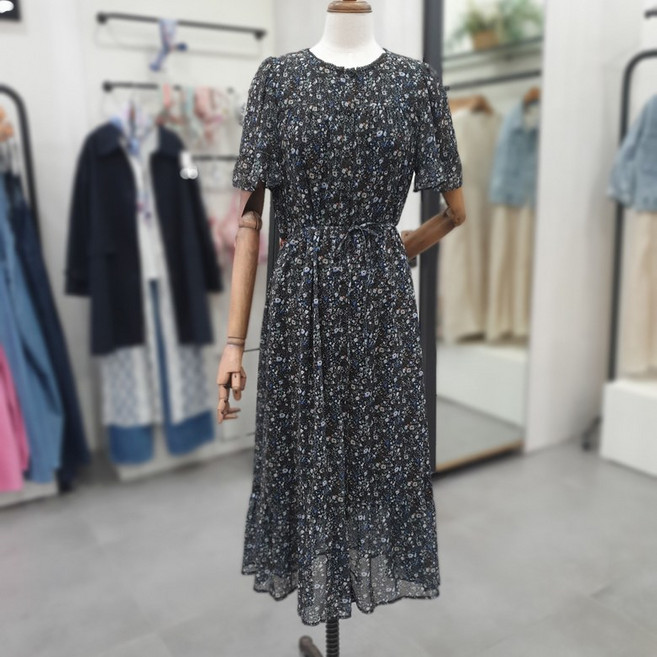 써스데이아일랜드 풀 오픈 플라워 패턴 쉬폰 원피스 T254MOP240W_CA