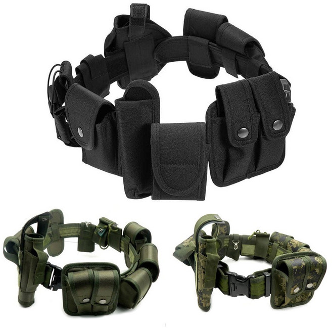 택티컬 듀티벨트 풀세트 SWAT Duty Belt 경호 경비 군용 전술벨트 딴띠 작업허리띠 서바이벌 밀리터리용품 군대 사격장 군인용품, 검정, 1개