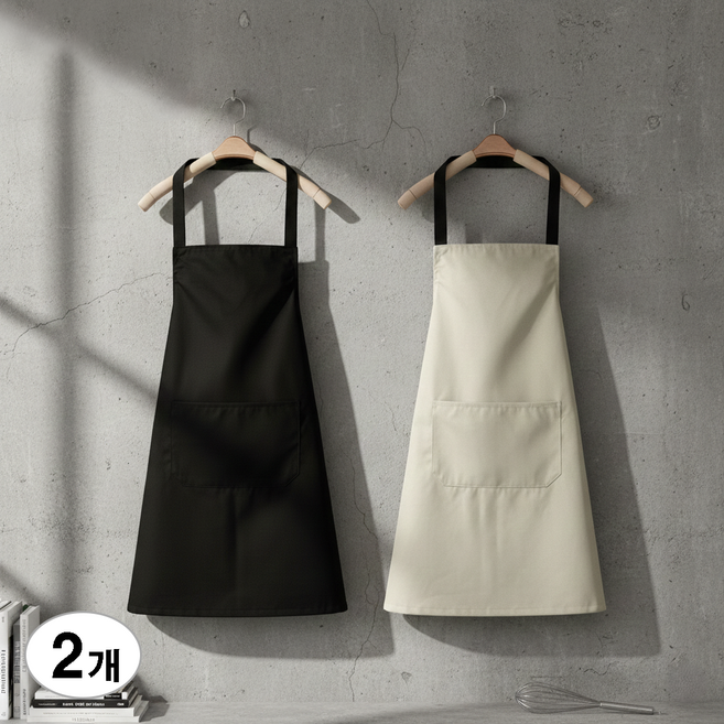 오늘의꾹 고급 공방 주방 카페 생활 심플 디자인 방수 앞치마, 1개