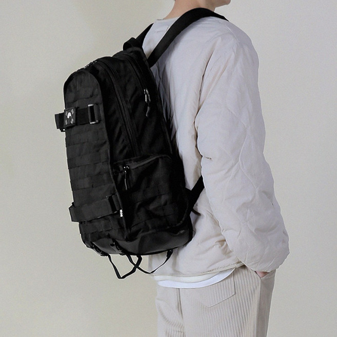 밀리터리 백팩 30L 여행 캠핑 운동 헬스 군용 남성 배낭 군인 등산 가방, 블랙, 1개