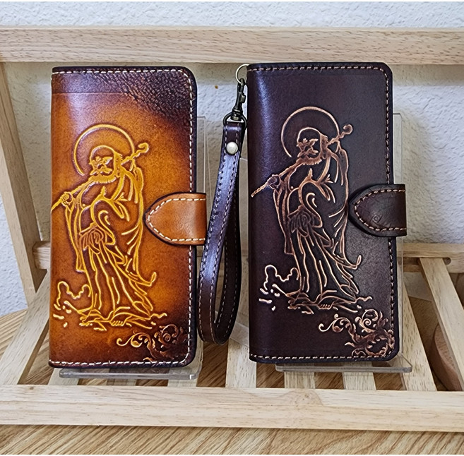 수제폰케이스 달마선사 디자인 휴대폰케이스 통가죽 전기종슬라이드 엄마선물 아빠선물