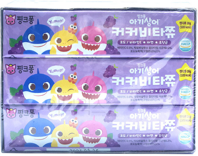 핑크퐁 커커 비타쮸 포도맛 7p 15개, 7g
