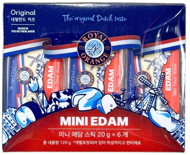 푸드올마켓_ 로얄오렌지 미니 에담 스틱 120g(20g x 6ea) /냉장, 120g, 1개