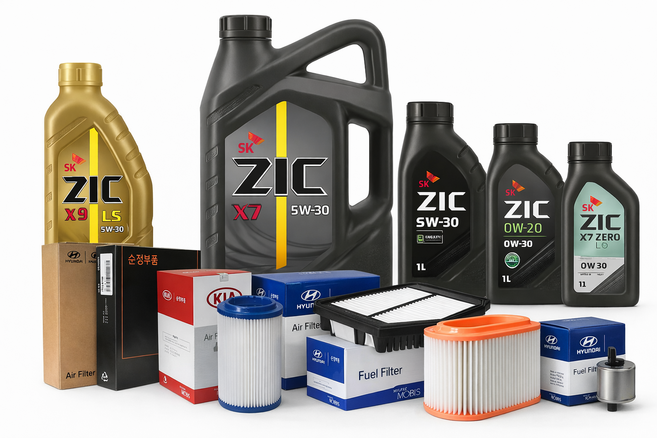 더뉴 코나 OS 21년형 20-23년식 카파 1.6 하이브리드 4L 순정필터 지크오일 X7 20, 1세트, 현대