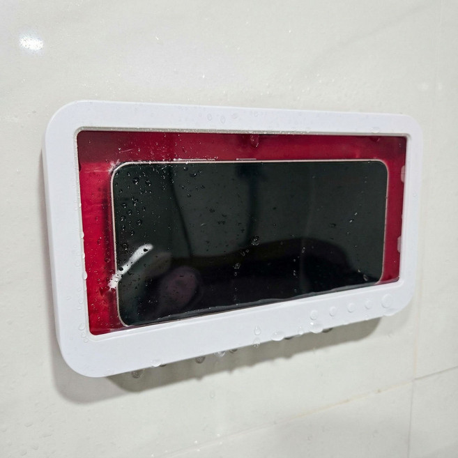 욕실 주방 다용도 핸드폰 방수 거치대 360도 회전 벽걸이 접착식, 화이트, 1개