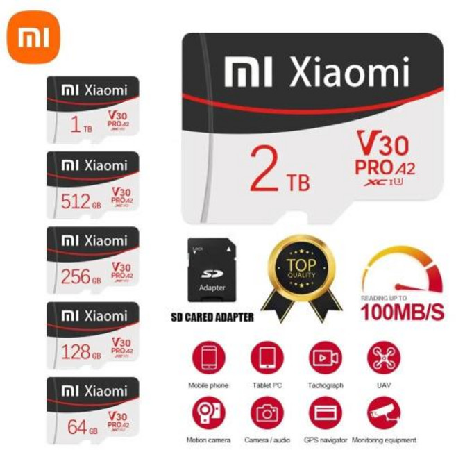 샤오미 마이크로 SD 카드 2TB 플래시 메모리 A2 V30 Pro Class10 고속 1TB 128GB 256GB 64GB 전화 및 카메라용, 3.2TB, 1개