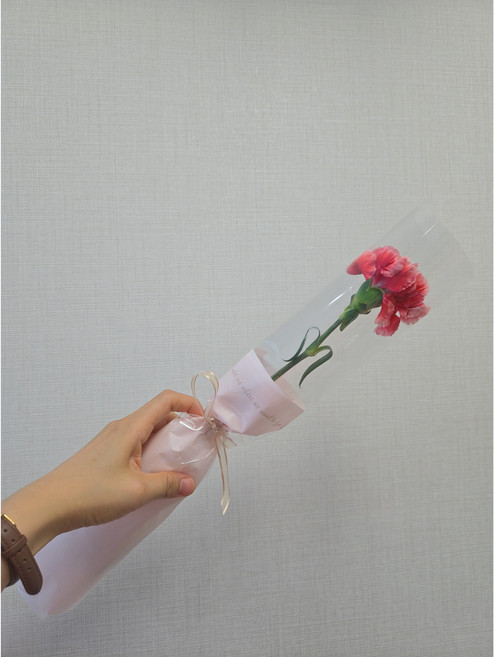 단루아 꽃한송이 답례품 꽃다발 생화 가성비꽃다발, 1개, 카네이션(진한색)