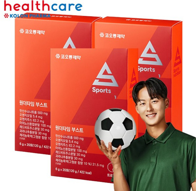 코오롱제약 원더타임 부스트 트로피칼 20포 3개 에너지음료 탄산수소나트륨 아미노산, 20회분