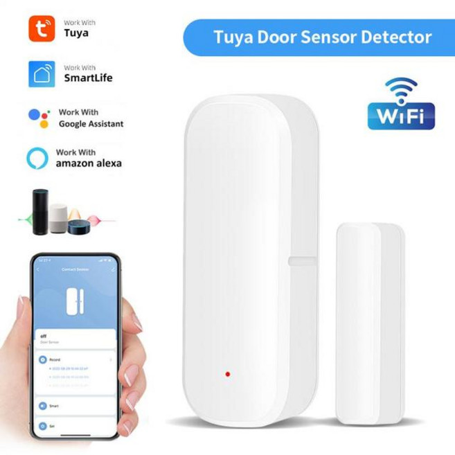 Tuya-ZigBee 스마트 도어 윈도우 열기/닫힘 감지기 센서 홈 보안 경보 시스템 지원 Tuya Smart Life App Control, 02 WiFi Version