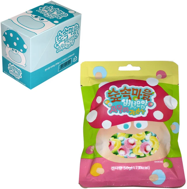 숲속마을 버섯모양 사우어 젤리, 12개, 50g - 쿠팡