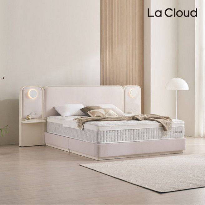 라클라우드 안단테 호텔식 조명 침대 세트 K 킹 (프레임+매트리스+패널2), 오크, 오크