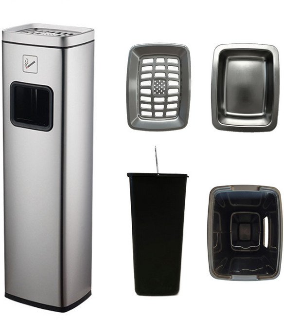 팩토리얼 83CM 대용량 사각 스테인리스 업소용 재떨이 쓰레기통 대형, 1개, 스텐