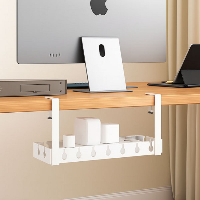 make easy 컴퓨터 케이블 정리 거치선반, 화이트, 1개