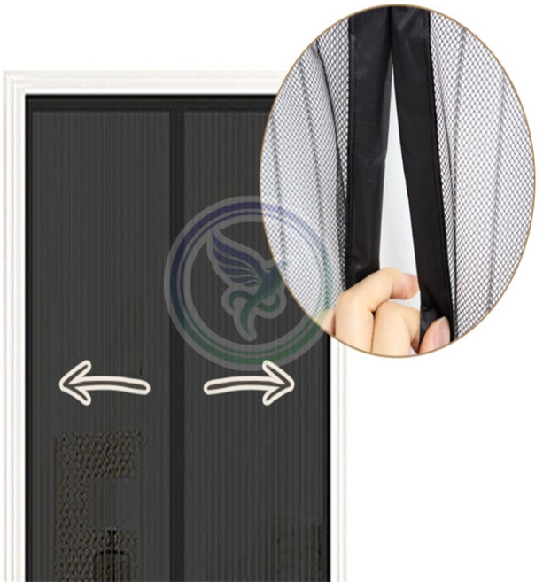 가몽 현관문 자석 방충망 현관출입문모기장, 중(블랙)