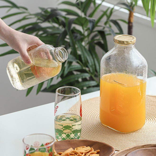 레트로 델몬트 오렌지 유리물병1+1 보리차물병, 2개, 500ml