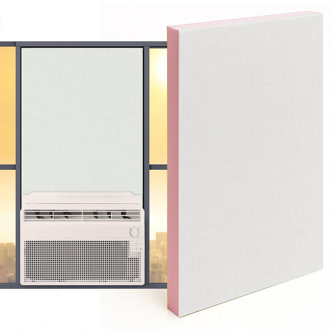 창문형에어컨 가림막 창문가리개 아이소핑크 단열재 간편설치 맞춤제작, 코튼 화이트
