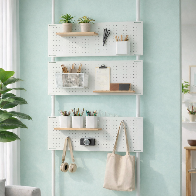 모아룸 이동식칸막이 인테리어 파티션 타공판 3P 세트, 화이트