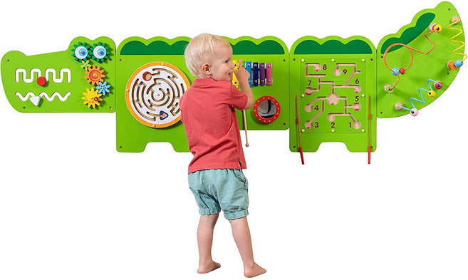 [비가] 어린이집 유치원 액티비티 벽걸이 패널 학습 놀이 교구 Viga Learning Advantage Sensory Wall Panels Educactional Toys, 악어(Crocodile), 1개