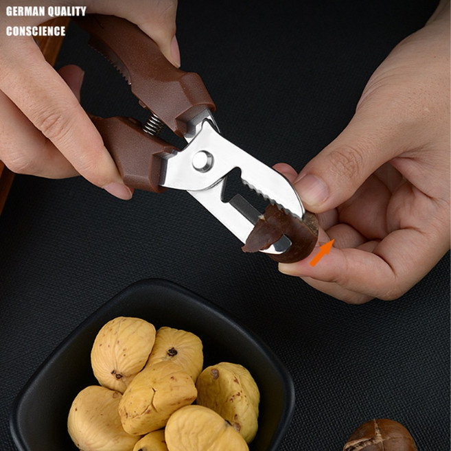 에이엔이엠 생밤껍질까는 밤칼 밤칼집 밤까기가위, 1개, 브라운