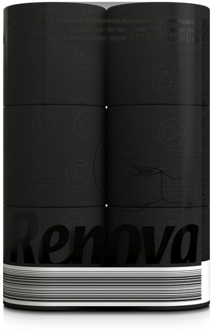 RENOVA 레노바 유럽 프리미엄 화장지 6롤 컬러 휴지 블랙 블랙레벨, 1개