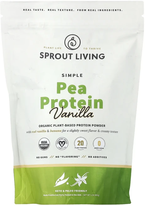 매우편하고 Sprout Living 심플 완두콩 단백질 바닐라 454g(1lb) 끝내주게잘나가는상품, SproutLiving심플완두콩단백질바닐라454g1lb, 454g, 1개 - 쿠팡