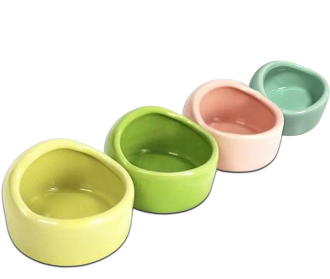 BAOLIDE 倉鼠陶瓷碗 小寵物防翻食盆 多色陶瓷飼料碗 適用倉鼠豚鼠兔子, 1個, (陶瓷款)隨機發色1個, 隨機發色
