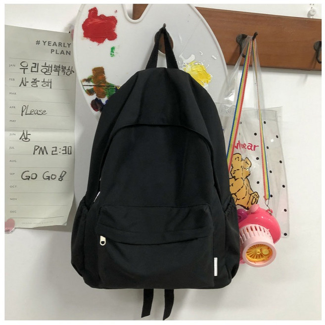 日系無印風防水後背包 輕量尼龍雙肩包 電腦書包 多功能旅行包 神秘黑, A106-神秘黑