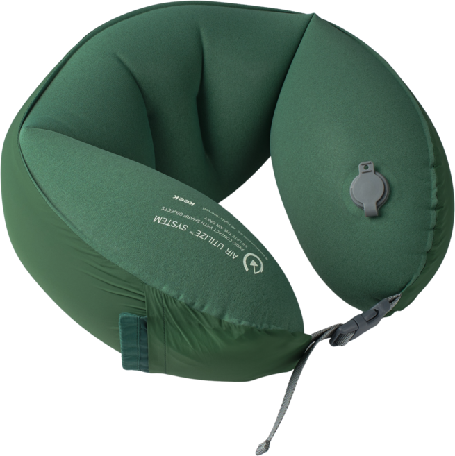 키크 keek 에어 넥쿠션 필로우오V2 휴대용 출퇴근용 여행용 특허 목베개 승무원 기내용, Green