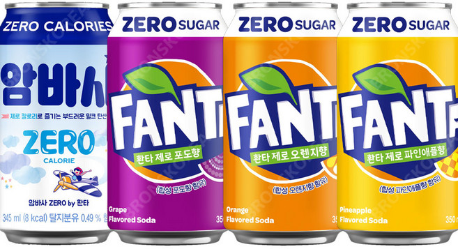 코카 환타 제로 350ml 오렌지+파인애플+포도+암바사 제로, 24개, 345ml