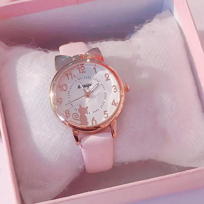 40000KM 여자 손목 시계 고양이 여학생 초등학생 생일선물 시험
