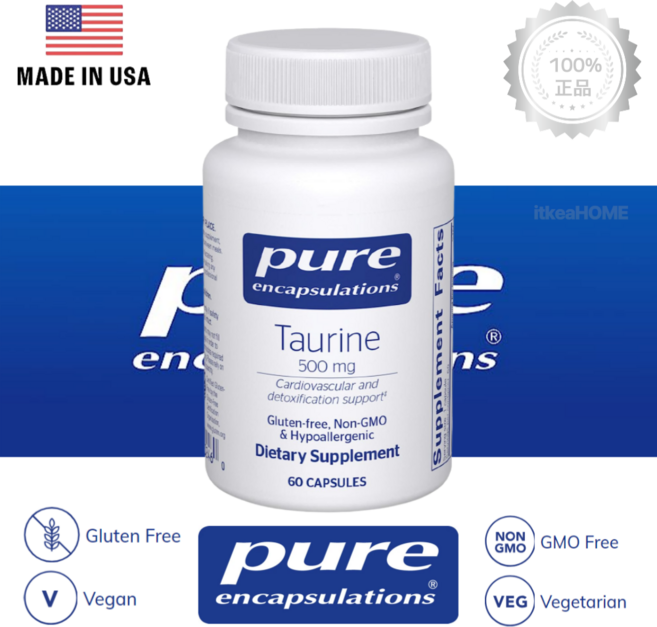 퓨어엔캡슐레이션스 타우린 500mg 60캡슐 아미노산 영양제 Taurine, 60정, 1개