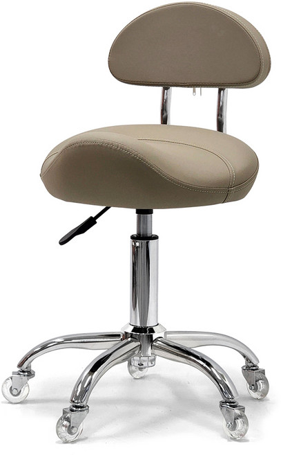 프리미엄 루쏘 승마 안장형 등보조의자 (우레탄바퀴), 라이트그레이, 1개