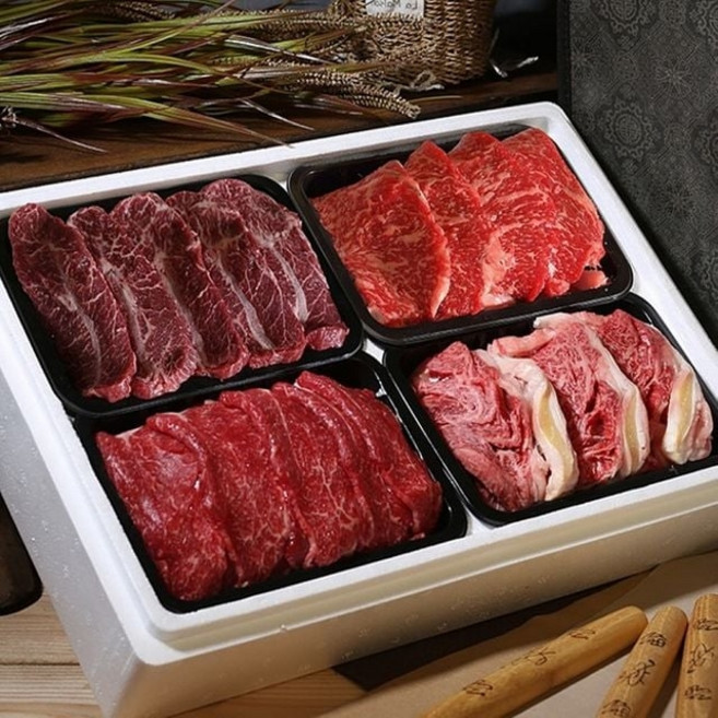 투뿔 한우 선물세트 800g 등심 채끝살 부채살 불고기, 1