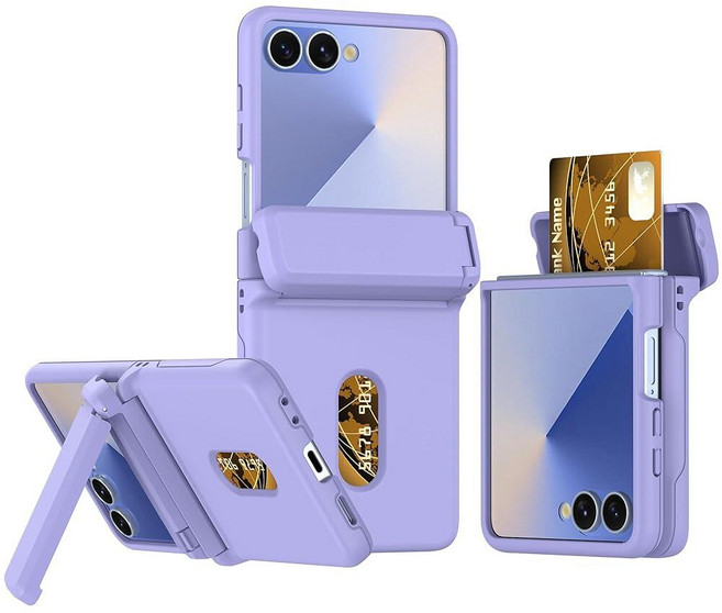 Asuwish 삼성 갤럭시 Z 플립 7 5G 2025 커버 및 셀 액세서리 카드 홀더 슬롯 스탠드 킥스탠드 실리콘 슬림 하이브리드 듀얼 레이어 보호 ZFlip7 Z7 G Fli