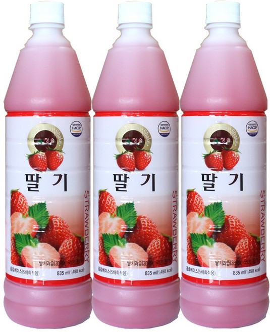 청솔 딸기 농축액, 835ml, 3개