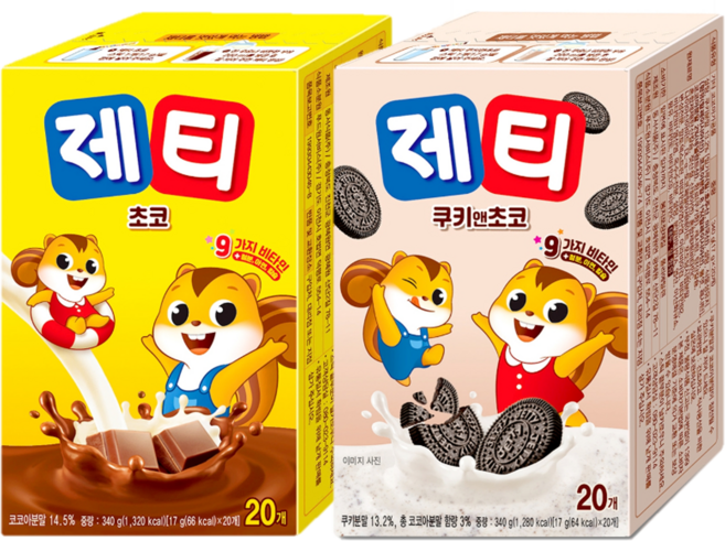 동서 제티초코스틱 340g + 제티쿠키스틱 340g 20T, 2개, 20개입, 17g